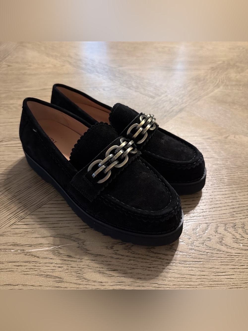 NYDJ Women's Owens Boucle Loafer -black Suede Gray Size 6.5
